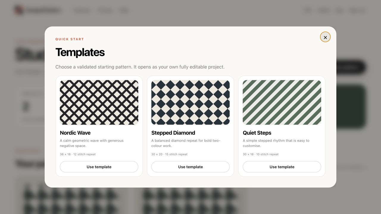 Current Design2Pattern screen: Create a pattern